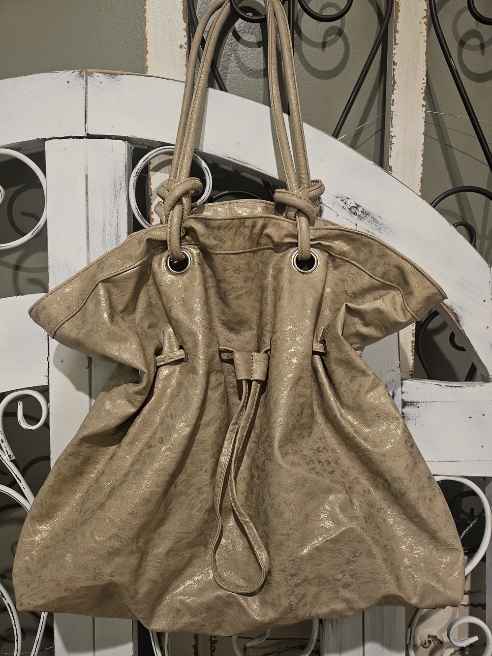 DSW Metallic Tan Drawstring Shoulder Bag
